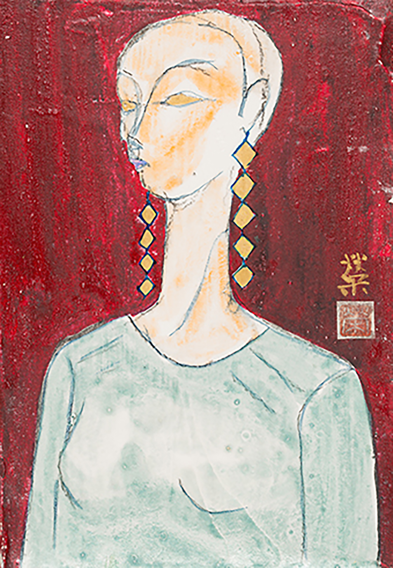 manequin#01 バック赤茶ダイヤ耳飾り