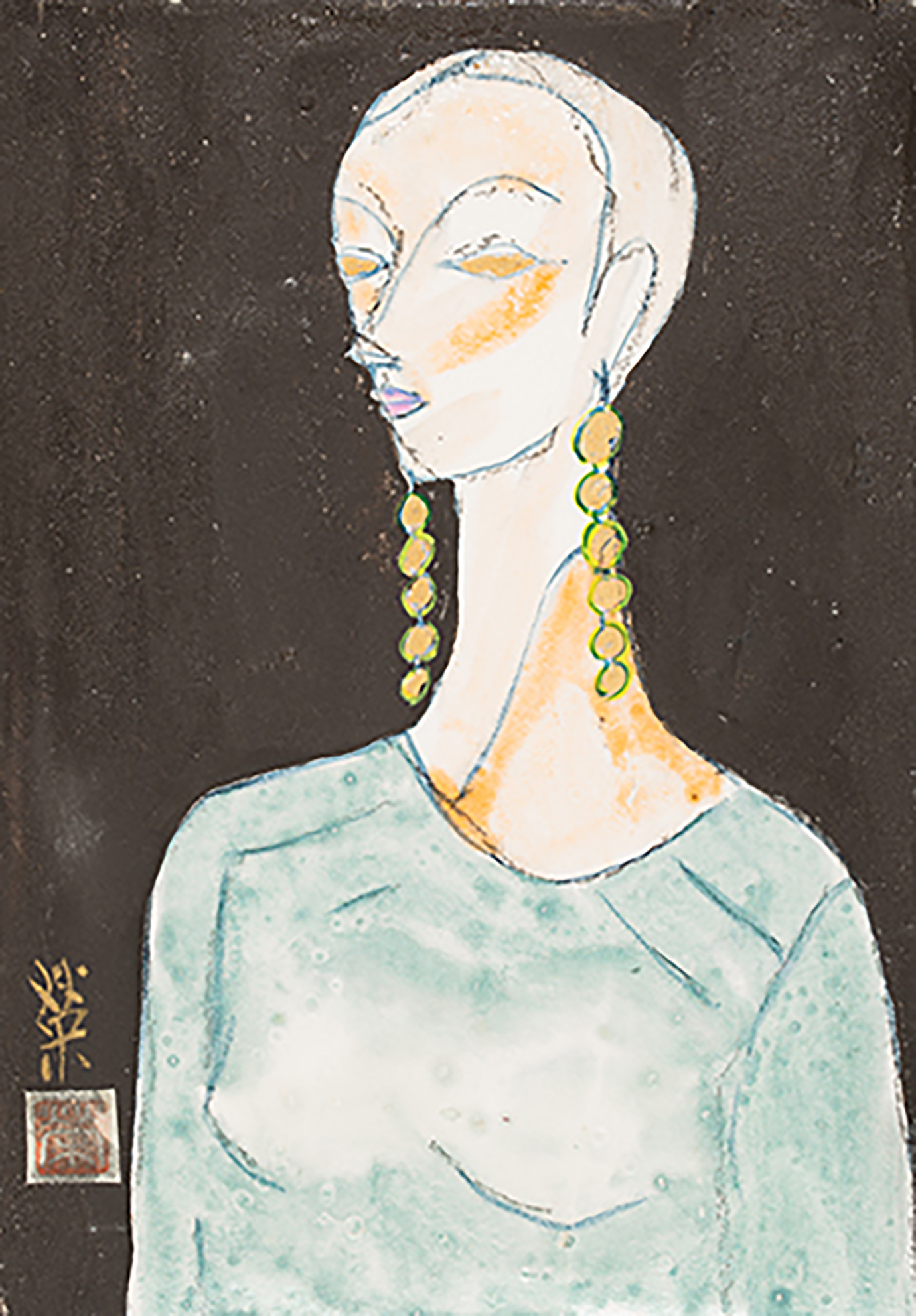 manequin#02 バック黒、丸耳飾り