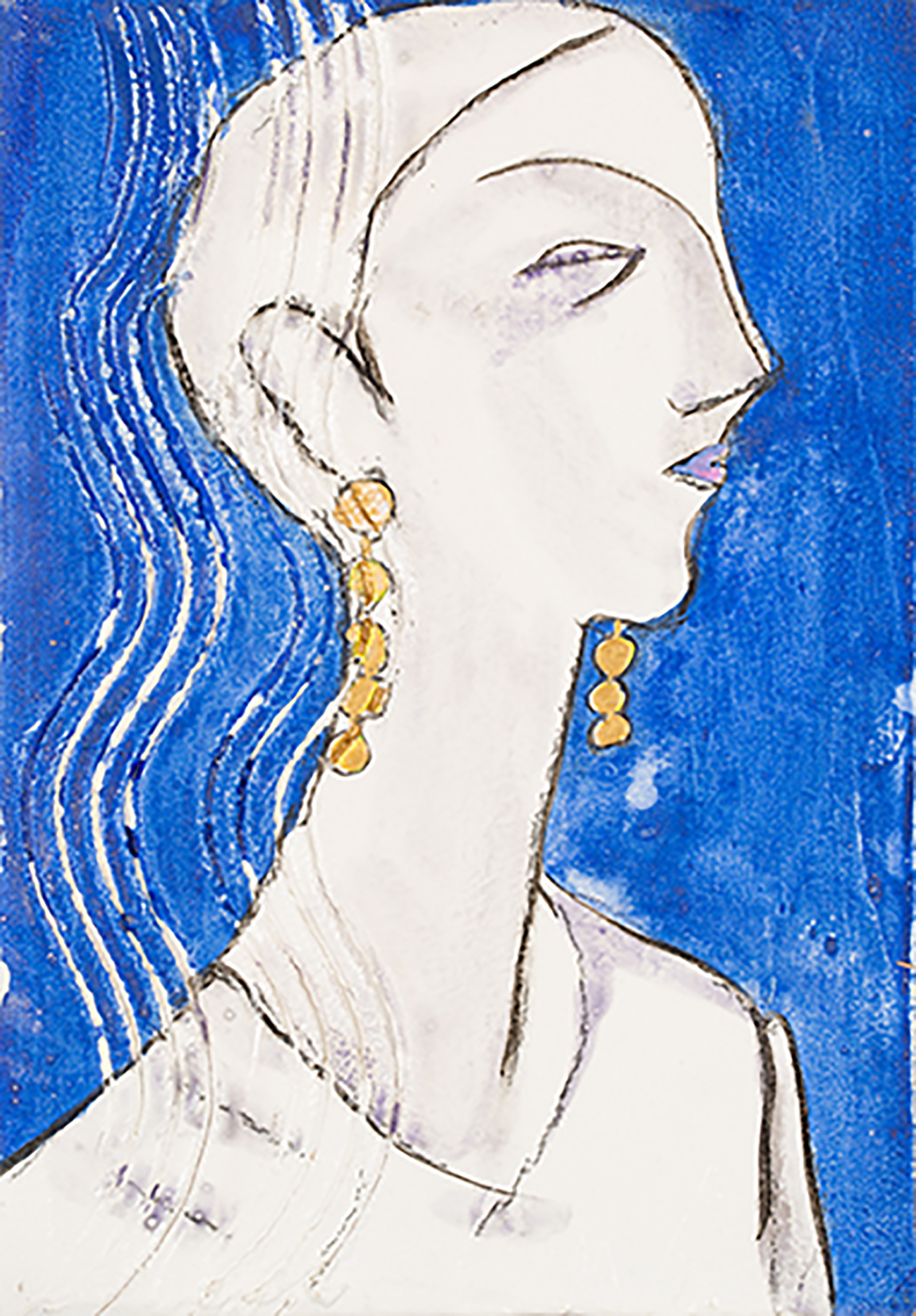 manequin#06バック青縦波丸耳飾りサム